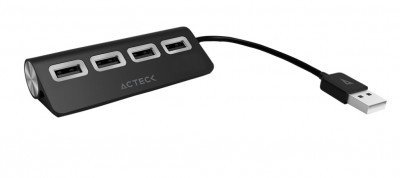 Hub Usb Acteck Ac 923064 Usb 2.0 4 Puertos Negro - AC-923064