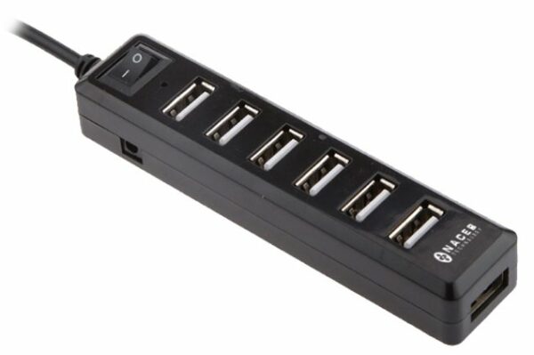 Hub USB Naceb NA-0120 - 7 Puertos - USB A - Negro - NA-0120
