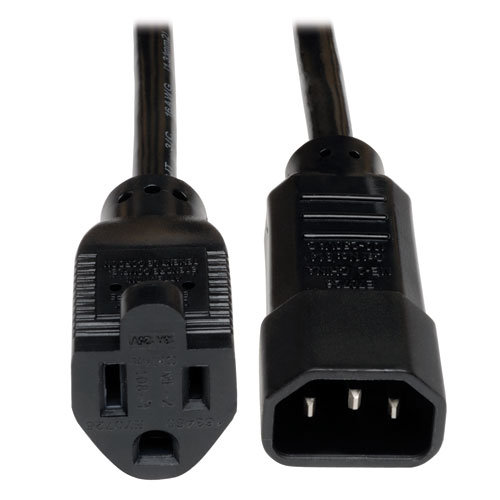 Cable de Alimentación Tripp Lite - Universal - 30.48Cm - NEMA 5-15R a C14 - 10a - 18 AWG - P002-001-10A